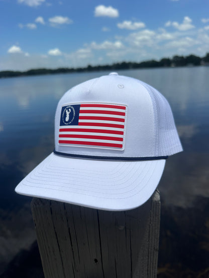american flag fishing pole hat America Series White/Navy Rope Hat – Chasing Tales Outdoors